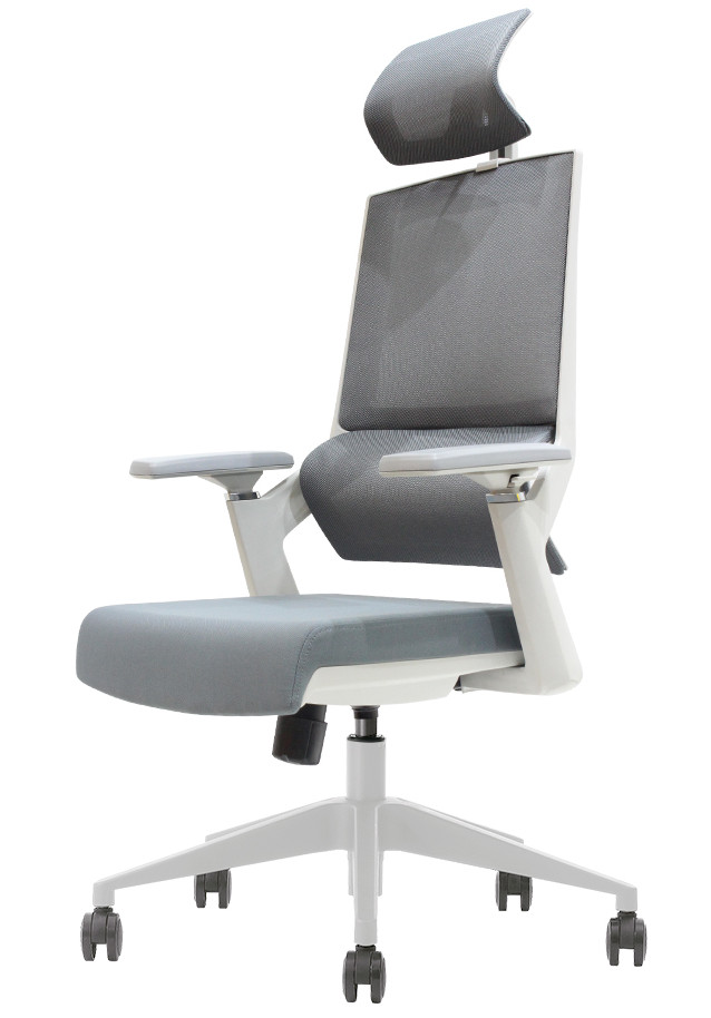 Ergonomischer Bürostuhl mit Kopfstütze und Lendenwirbelstütze Business Chair hellgrau (1 Stück)